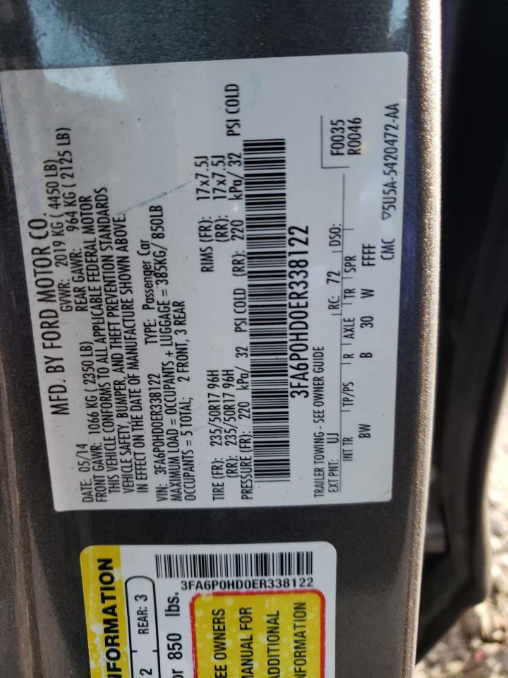 Photo 10 from auction – 2014 FORD FUSION SE with VIN 3FA6P0HD0ER338122