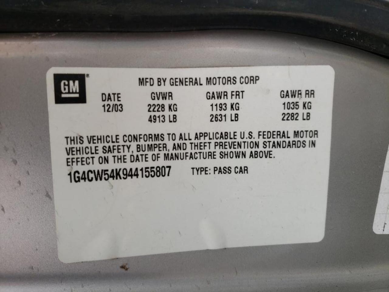Photo 10 from auction – 2004 BUICK PARK AVENU with VIN 1G4CW54K944155807