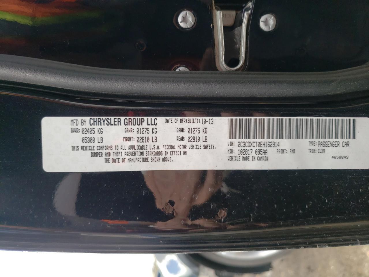 Photo 10 from auction – 2014 DODGE CHARGER R/ with VIN 2C3CDXCT0EH162914