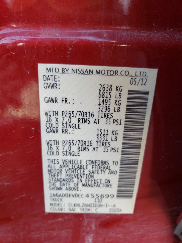 Foto 10 de la subasta – 2012 NISSAN FRONTIER S con VIN 1N6AD0EV0CC455699