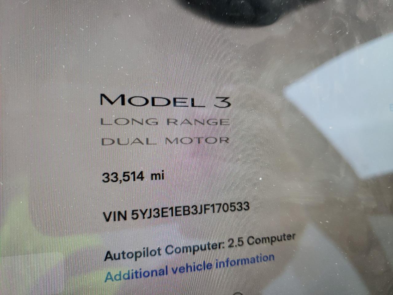 Photo 8 from auction – 2018 TESLA MODEL 3 with VIN 5YJ3E1EB3JF170533