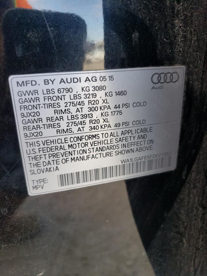 Photo 10 from auction – 2015 AUDI Q7 with VIN WA1LGAFE5FD027353