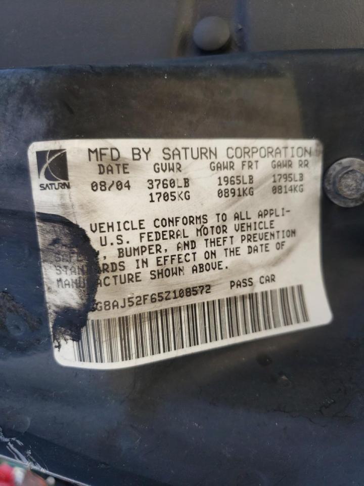 Photo 10 from auction – 2005 SATURN ION LEVEL with VIN 1G8AJ52F65Z108572