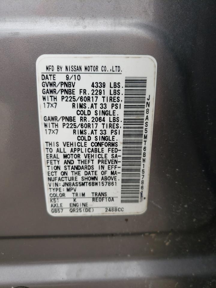 Photo 10 from auction – 2011 NISSAN ROGUE S with VIN JN8AS5MT6BW157861