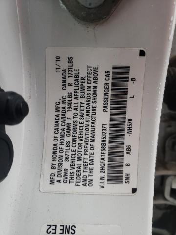 Photo 10 from auction – 2011 HONDA CIVIC LX with VIN 2HGFA1F58BH532371