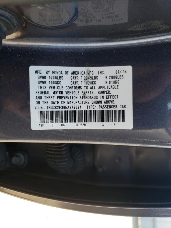 Photo 10 from auction – 2014 HONDA ACCORD LX with VIN 1HGCR2F36EA278694