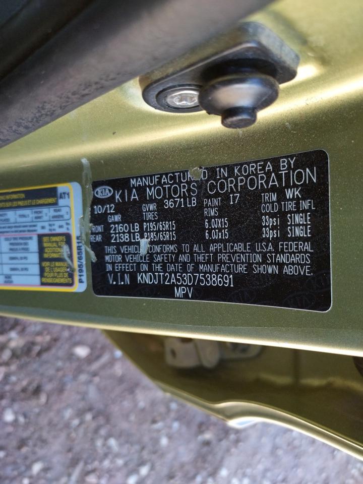 Photo 10 from auction – 2013 KIA SOUL with VIN KNDJT2A53D7538691