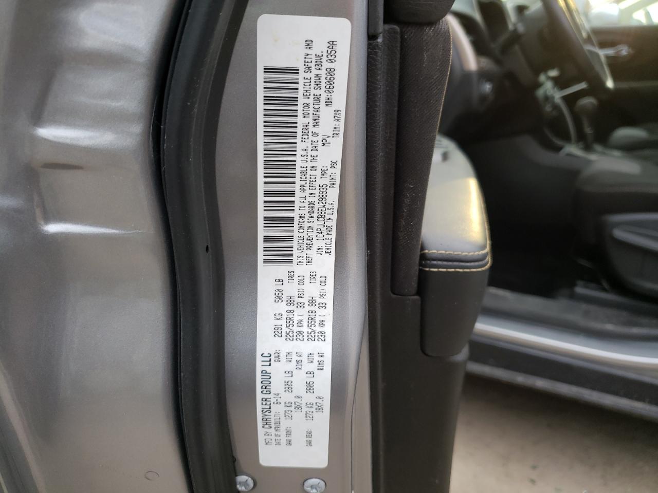 Photo 10 from auction – 2014 JEEP CHEROKEE L with VIN 1C4PJLCB9EW298935