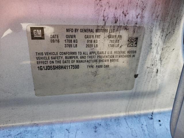 Photo 10 from auction – 2017 CHEVROLET SONIC LT with VIN 1G1JD5SH8H4117590