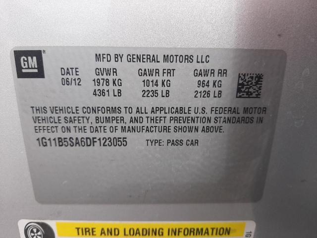 Photo 10 from auction – 2013 CHEVROLET MALIBU LS with VIN 1G11B5SA6DF123055