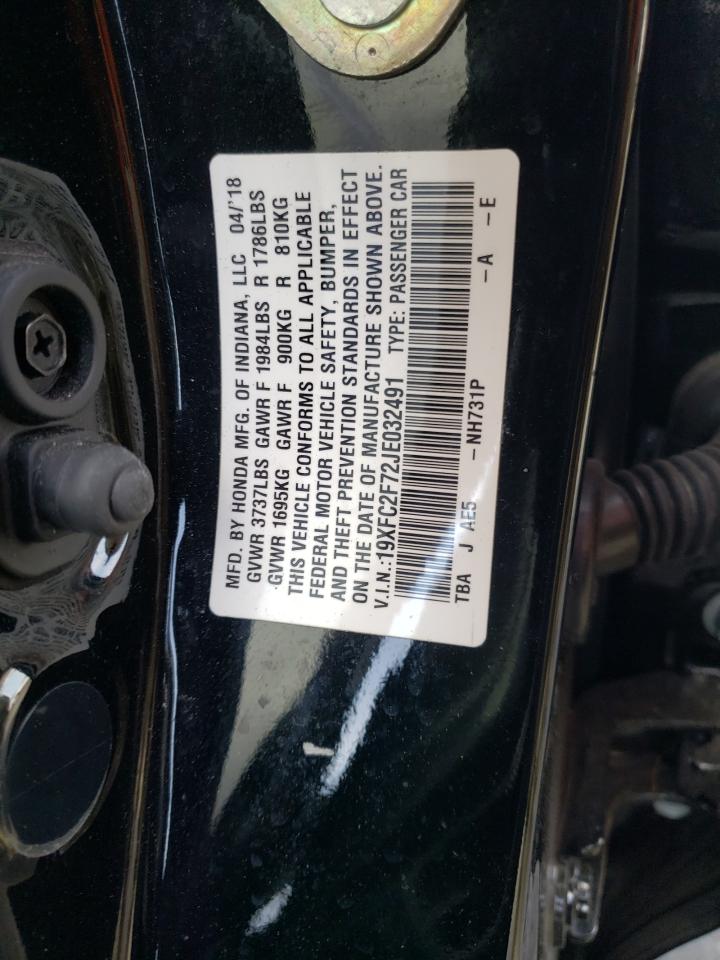 Photo 10 from auction – 2018 HONDA CIVIC EX with VIN 19XFC2F72JE032491