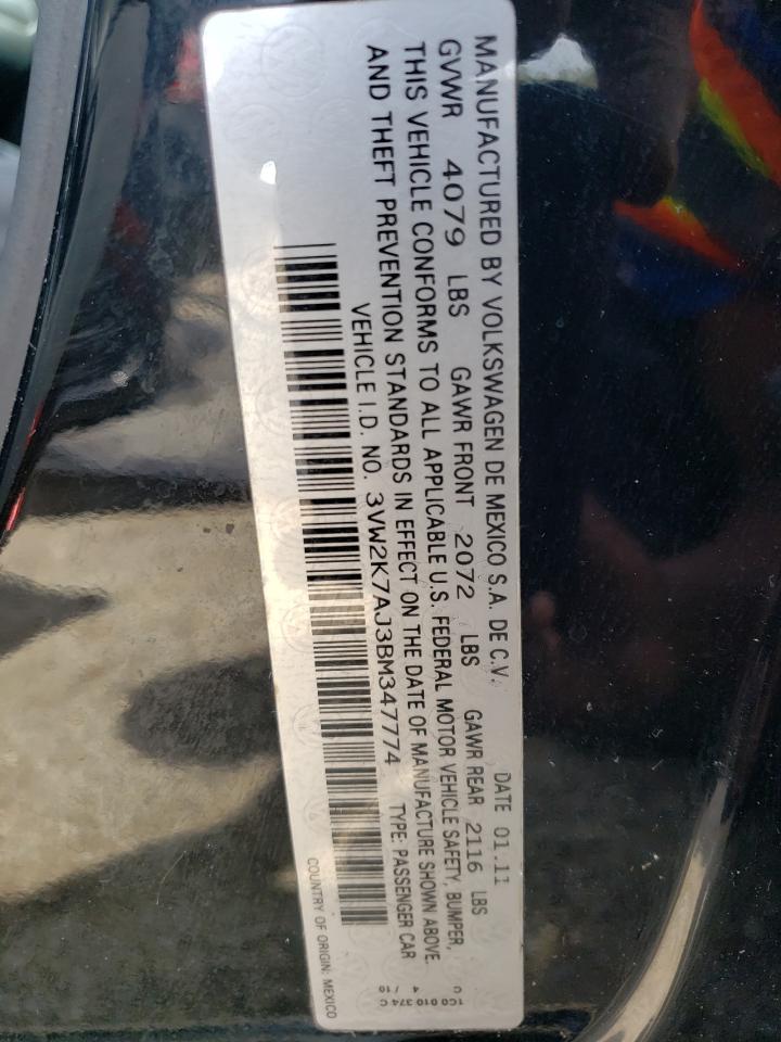 Photo 10 from auction – 2011 VOLKSWAGEN JETTA BASE with VIN 3VW2K7AJ3BM347774