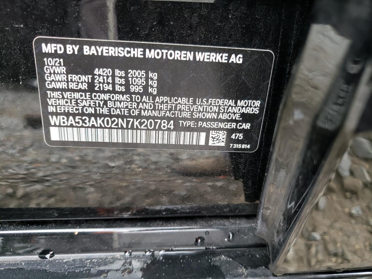 Photo 10 from auction – 2022 BMW 228I with VIN WBA53AK02N7K20784