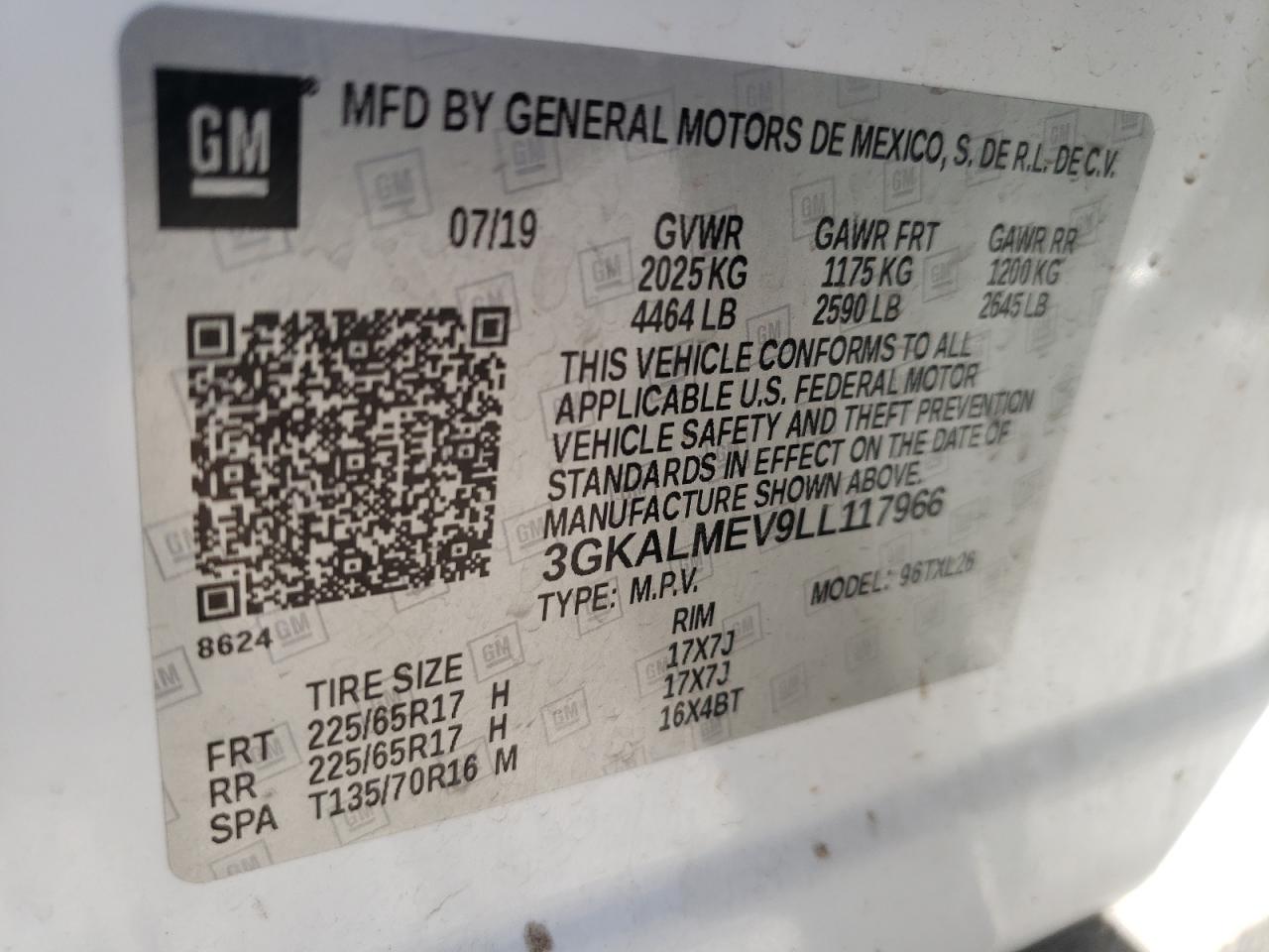 Photo 10 from auction – 2020 GMC TERRAIN SL with VIN 3GKALMEV9LL117966
