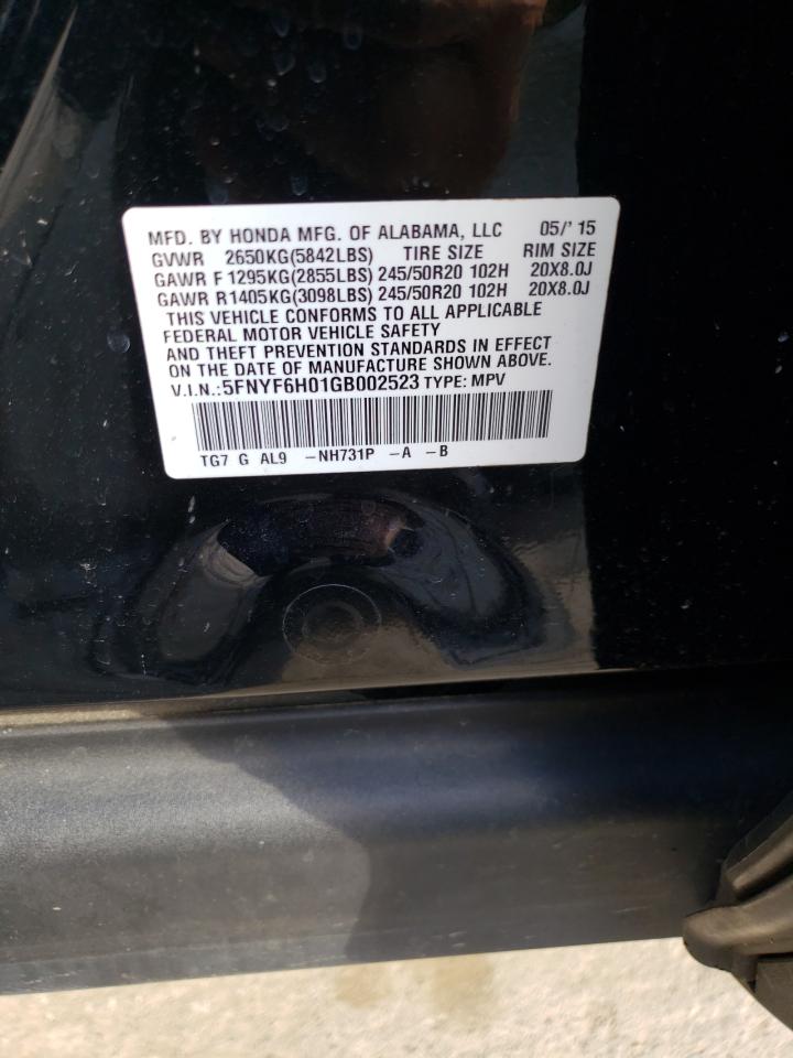 Photo 10 from auction – 2016 HONDA PILOT ELIT with VIN 5FNYF6H01GB002523