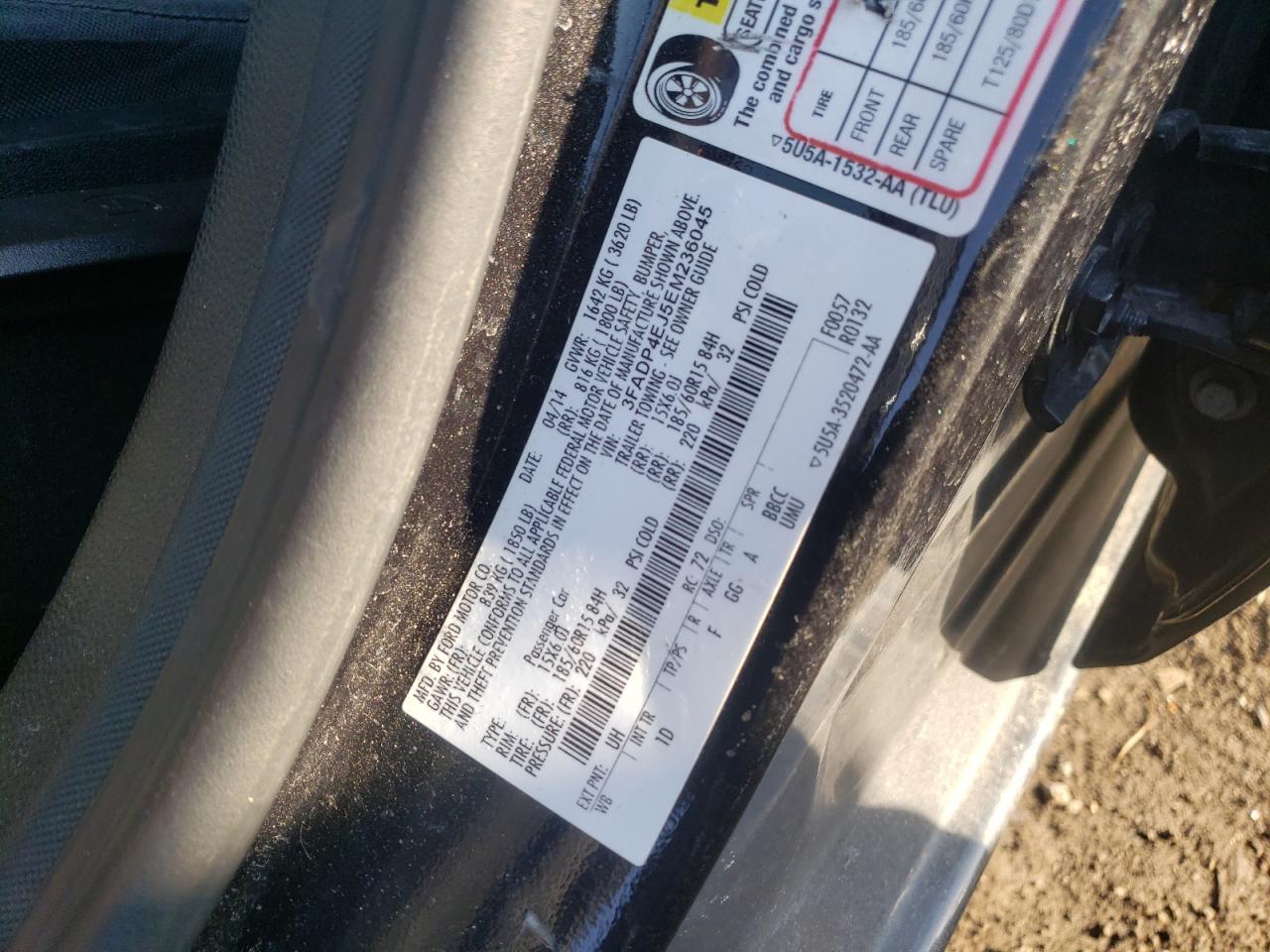 Photo 10 from auction – 2014 FORD FIESTA SE with VIN 3FADP4EJ5EM236045