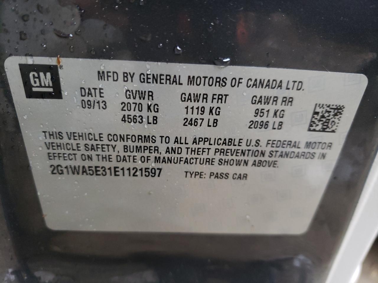 Photo 10 from auction – 2014 CHEVROLET IMPALA LIM with VIN 2G1WA5E31E1121597