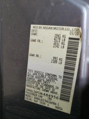 Photo 10 from auction – 2010 NISSAN ALTIMA BAS with VIN 1N4AL2AP7AN484956