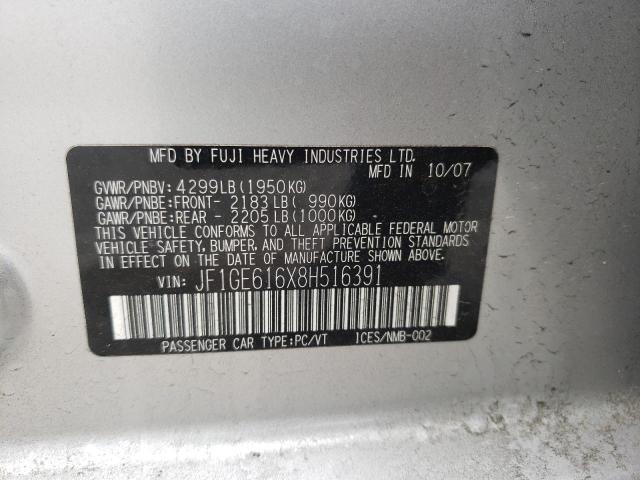 Foto 10 de la subasta – 2008 SUBARU IMPREZA 2. con VIN JF1GE616X8H516391