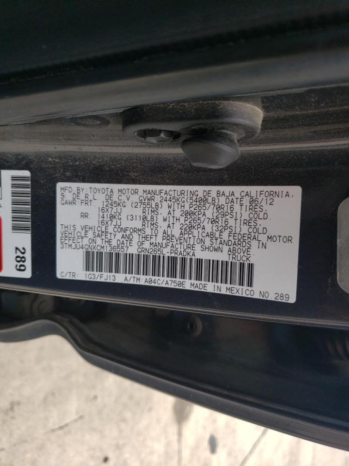Photo 10 from auction – 2012 TOYOTA TACOMA DOU with VIN 3TMJU4GNXCM136557