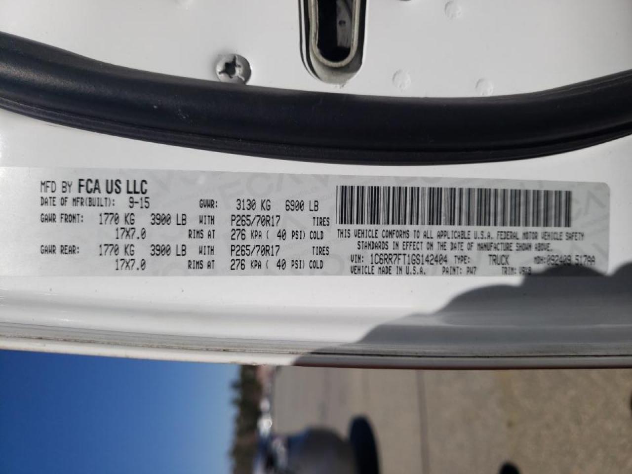 Photo 10 from auction – 2016 RAM 1500 ST with VIN 1C6RR7FT1GS142404