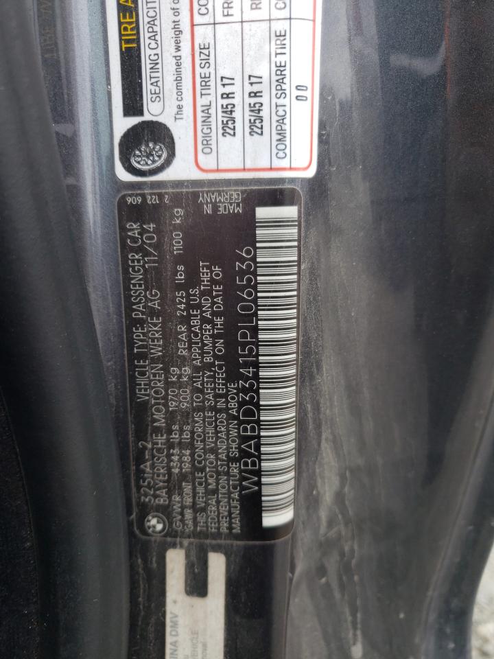 Photo 10 from auction – 2005 BMW 325 CI with VIN WBABD33415PL06536
