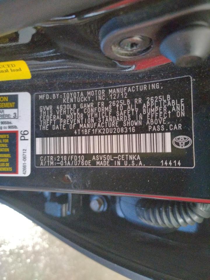 Photo 10 from auction – 2013 TOYOTA CAMRY L with VIN 4T1BF1FK2DU208316