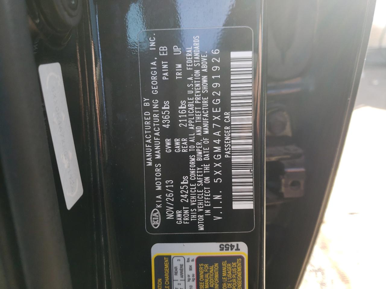 Photo 10 from auction – 2014 KIA OPTIMA LX with VIN 5XXGM4A7XEG291926