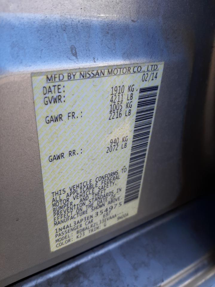 Photo 10 from auction – 2014 NISSAN ALTIMA with VIN 1N4AL3AP3EN354975
