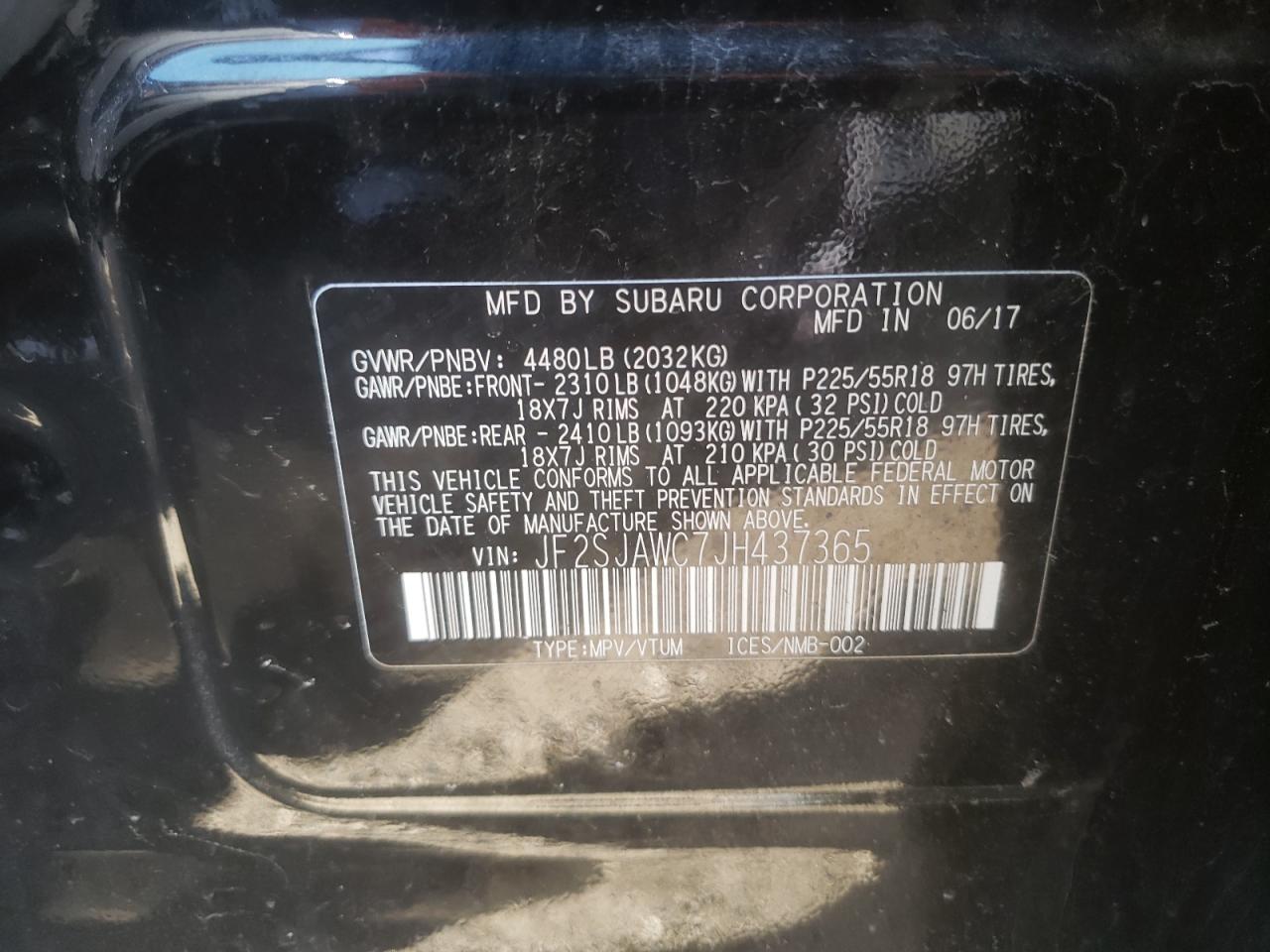 Photo 10 from auction – 2018 SUBARU FORESTER 2 with VIN JF2SJAWC7JH437365