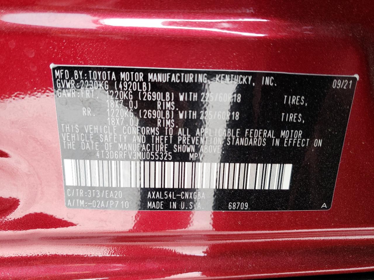 Photo 10 from auction – 2021 TOYOTA RAV4 LIMIT with VIN 4T3D6RFV3MU055325