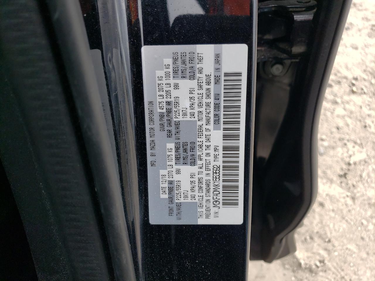 Photo 10 from auction – 2019 MAZDA CX-5 GRAND with VIN JM3KFADMXK1553592