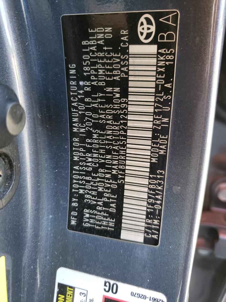 Photo 10 from auction – 2015 TOYOTA COROLLA L with VIN 5YFBURHE5FP212599