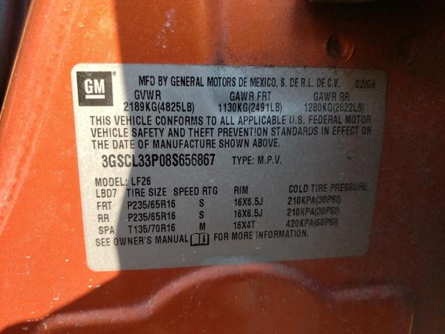 Photo 10 from auction – 2008 SATURN VUE XE with VIN 3GSCL33P08S656867