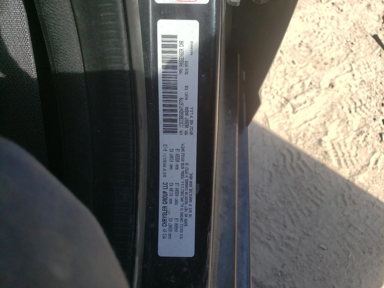 Photo 10 from auction – 2013 CHRYSLER 200 TOURIN with VIN 1C3CCBBG6DN716778
