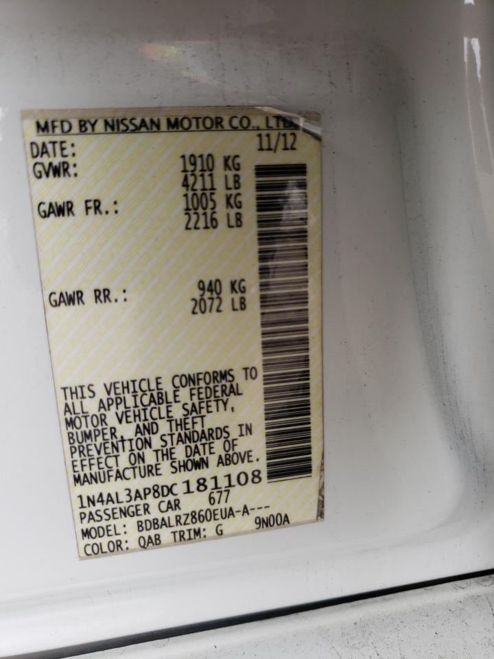 Photo 10 from auction – 2013 NISSAN ALTIMA 2.5 with VIN 1N4AL3AP8DC181108