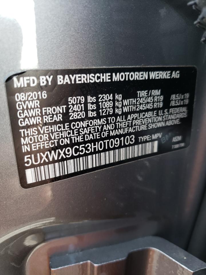 Photo 10 from auction – 2017 BMW X3 XDRIVE2 with VIN 5UXWX9C53H0T09103