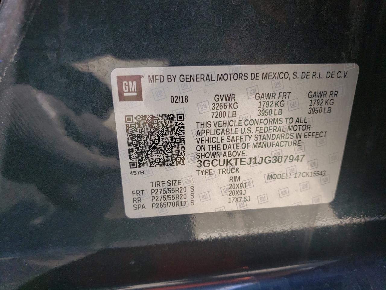 Photo 10 from auction – 2018 CHEVROLET SILVERADO with VIN 3GCUKTEJ1JG307947