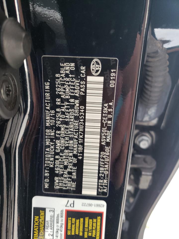 Photo 10 from auction – 2017 TOYOTA CAMRY with VIN 4T1BF1FK7HU345340