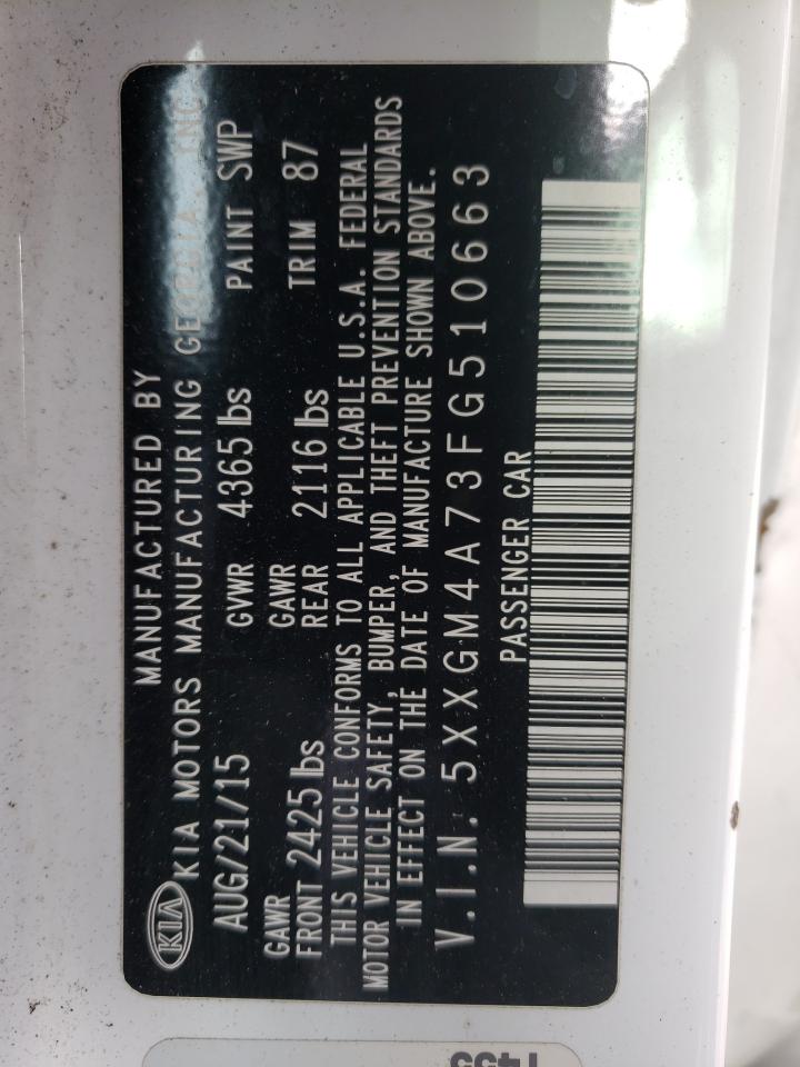Photo 10 from auction – 2015 KIA OPTIMA LX with VIN 5XXGM4A73FG510663