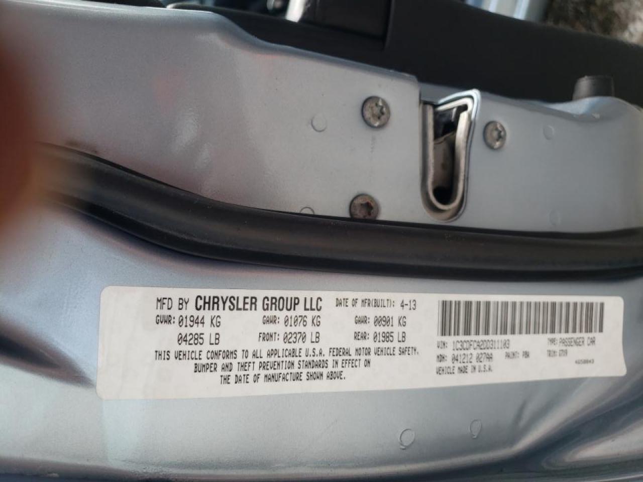 Photo 10 from auction – 2013 DODGE DART LIMIT with VIN 1C3CDFCA2DD311103