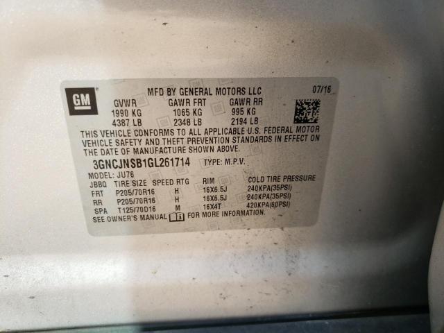 Zdjęcie 10 z aukcji – 2016 CHEVROLET TRAX LS z VIN 3GNCJNSB1GL261714