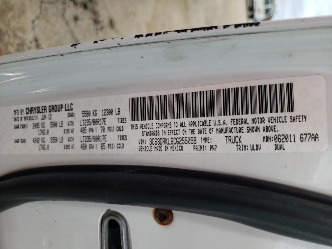 Photo 10 from auction – 2012 DODGE RAM 3500 L with VIN 3C63DRKL6CG255059