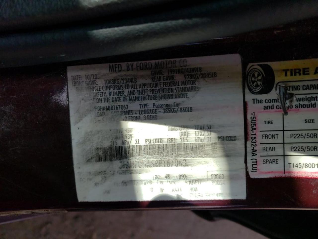 Photo 10 from auction – 2011 FORD FUSION SE with VIN 3FAHP0HA2BR133427