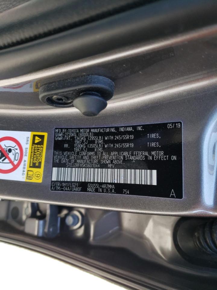 Photo 10 from auction – 2019 TOYOTA HIGHLANDER with VIN 5TDJZRFH5KS601044