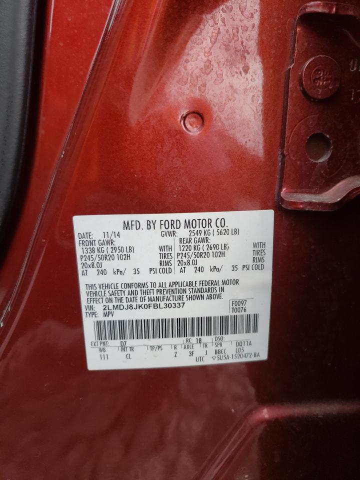 Photo 10 from auction – 2015 LINCOLN MKX with VIN 2LMDJ8JK0FBL30337