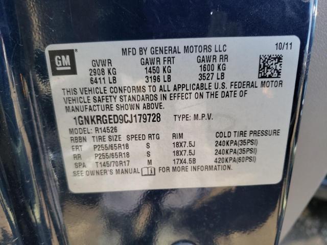 Photo 10 from auction – 2012 CHEVROLET TRAVERSE L with VIN 1GNKRGED9CJ179728