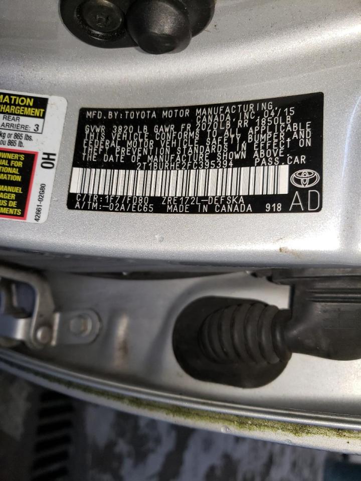 Photo 10 from auction – 2015 TOYOTA COROLLA L with VIN 2T1BURHE2FC395394