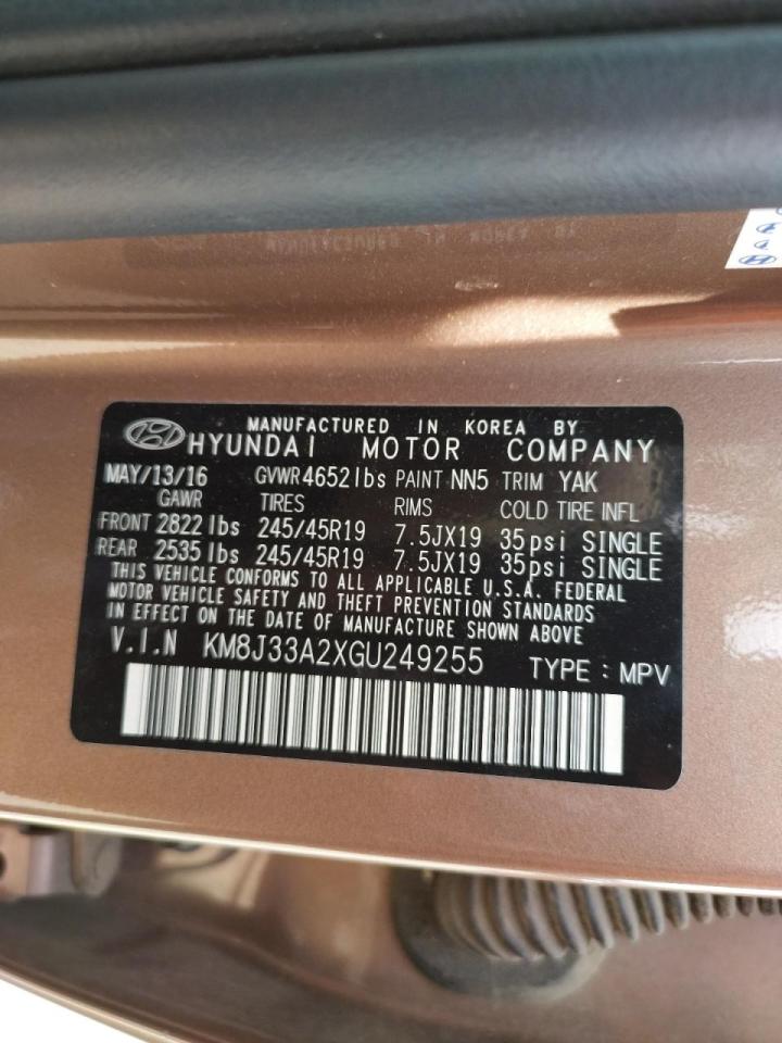 Photo 10 from auction – 2016 HYUNDAI TUCSON LIM with VIN KM8J33A2XGU249255