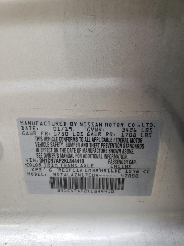 Photo 10 from auction – 2019 NISSAN VERSA S with VIN 3N1CN7AP2KL844410